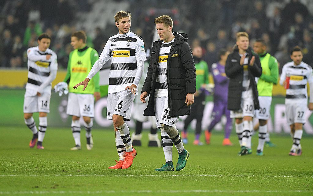 Borussia Moenchengladbach - Eintracht Frankfurt 0:0, Christoph Kramer li., mit Andre Hahn (Borussia Mönchengladbach)