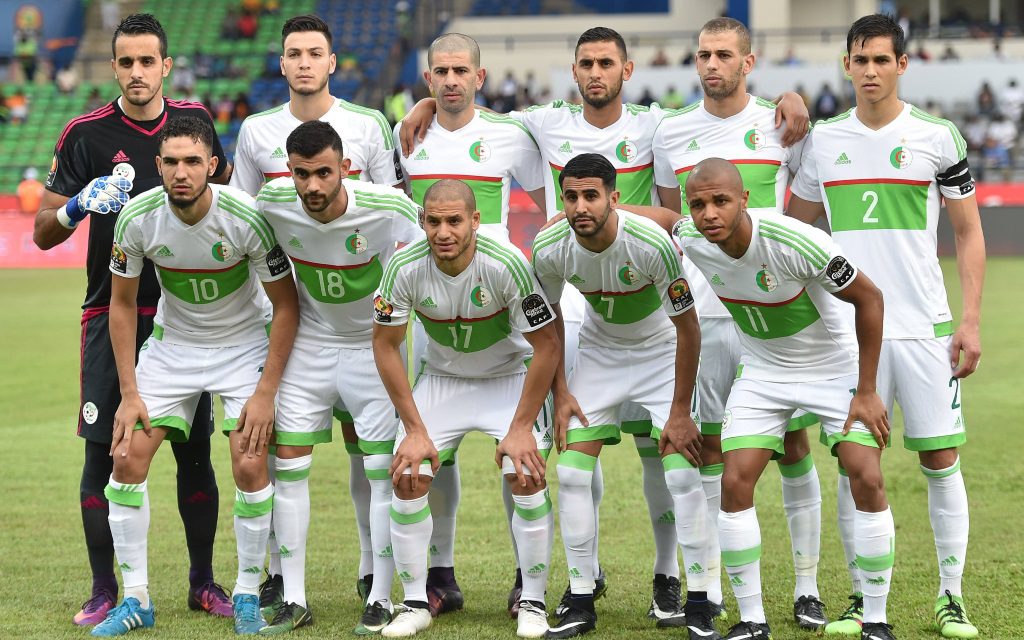 Algerische Nationalmannschaft beim Afrika Cup 2017 vor dem Spiel gegen Tunesien