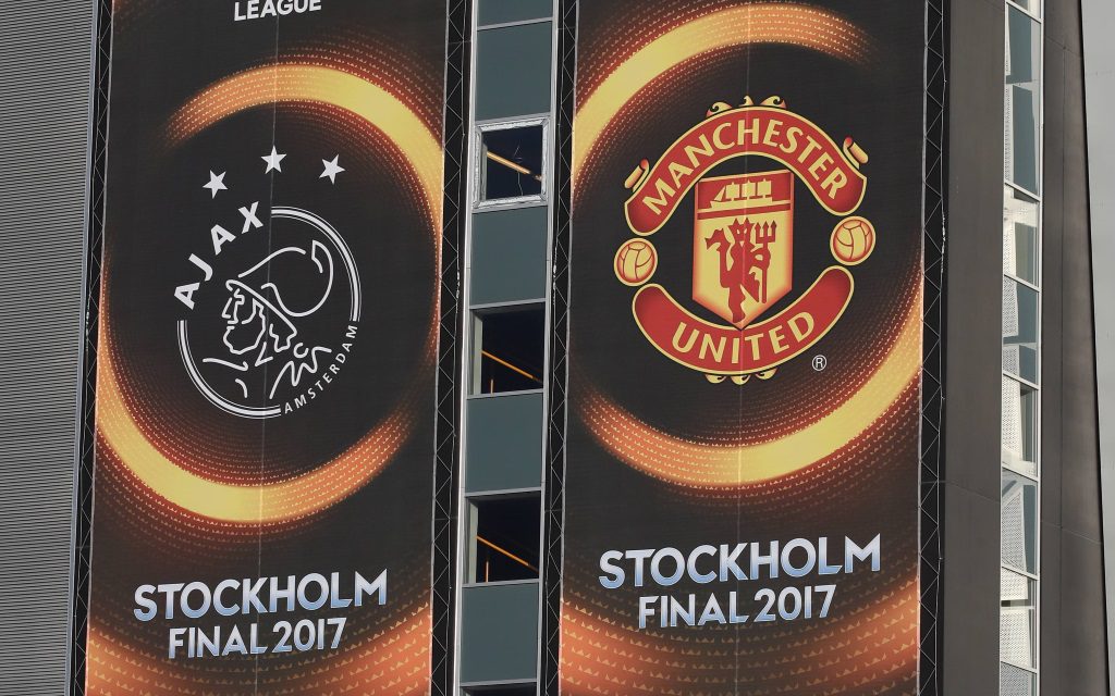 Vereinswappen der Finalisten zum Europa-League-Finale der Saison 2016/17 in Stockholm.