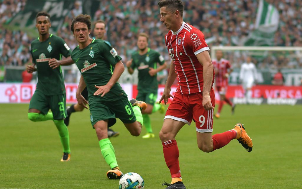 Im Ligaspiel gegen Bremen sorgte Lewandowski stets für Feuer im Strafraum der Gäste: 2:0 für Bayern.