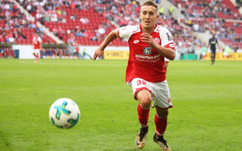Pablo de Blasis im Hinspiel der Saison 2017/18 zwischen Mainz und Hertha BSC Berlin.