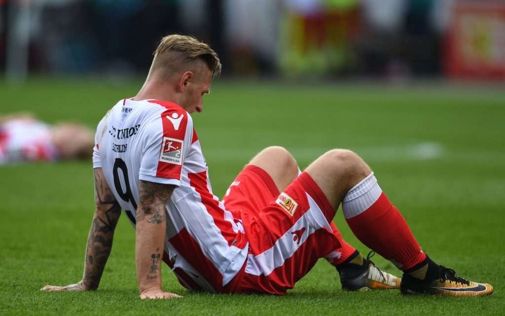 Sebastian Polter (Union Berlin) nach dem 1:1 gegen Arminia Bielefeld.