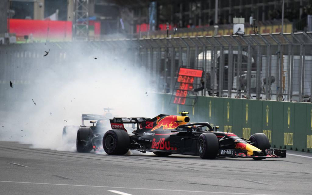 Baku 2018, die Red Bulls killen sich gegenseitig, Vettel verlor die Pole duch einen Verbremser.