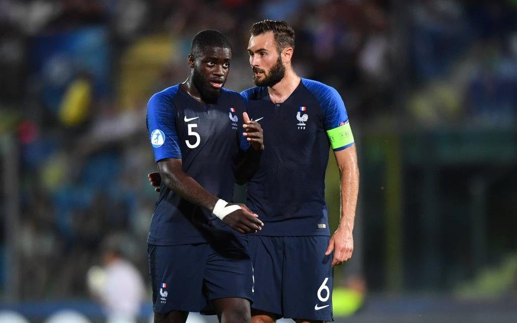 France vs Croatia - UEFA Under 21 Championship Italy 2019 - Group stage final tournament Group C - "San Marino - Serravalle" stadium. In the pic: Lucas Tousart (Francia) and Dayot Upamecano (Francia)