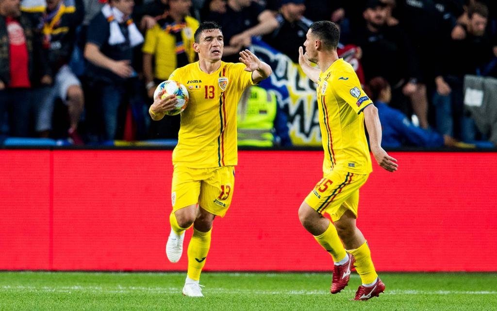 Claudiu Keseru of Romania celebrates after scoring the 2-1 goal during the UEFA EURO, EM, Europameisterschaft,Fussball Qualifier, EM, Europameisterschaft football match between Norway and Romania on June 7, 2019 in Oslo
