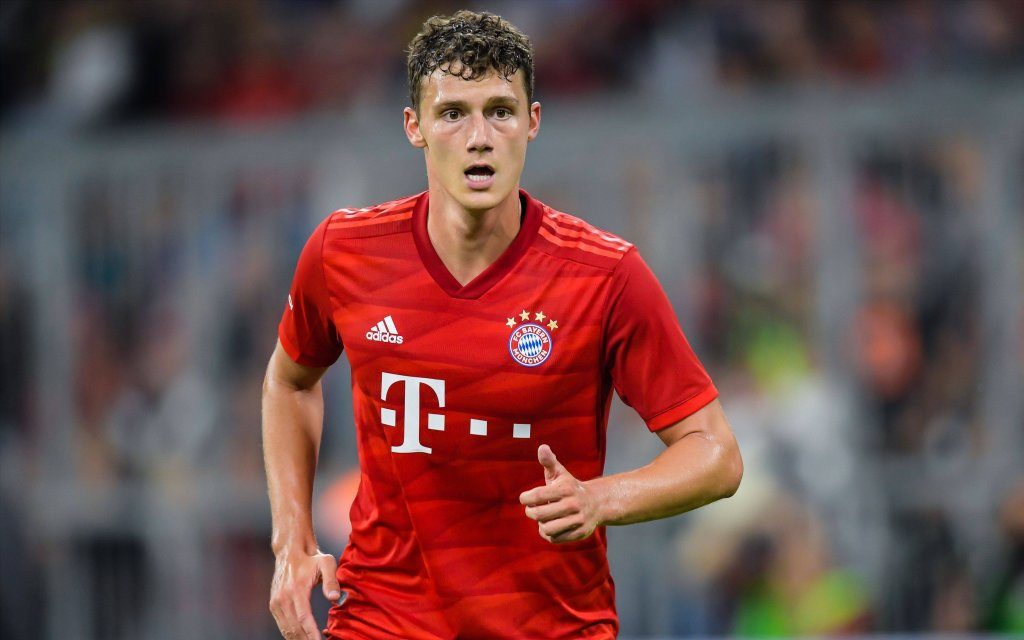 Benjamin Pavard of FC Bayern Munich during the Pre-season Friendly match between Tottenham Hotspur FC and Bayern Munich at Allianz Arena on July 31, 2019 in Munich, Germany