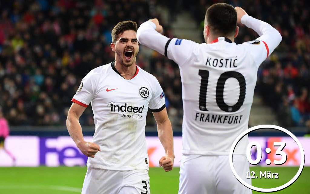 Europa League, RB Salzburg - Eintracht Frankfurt: Andre Silva (l.) und Filip Kostic, beide Eintracht Frankfurt