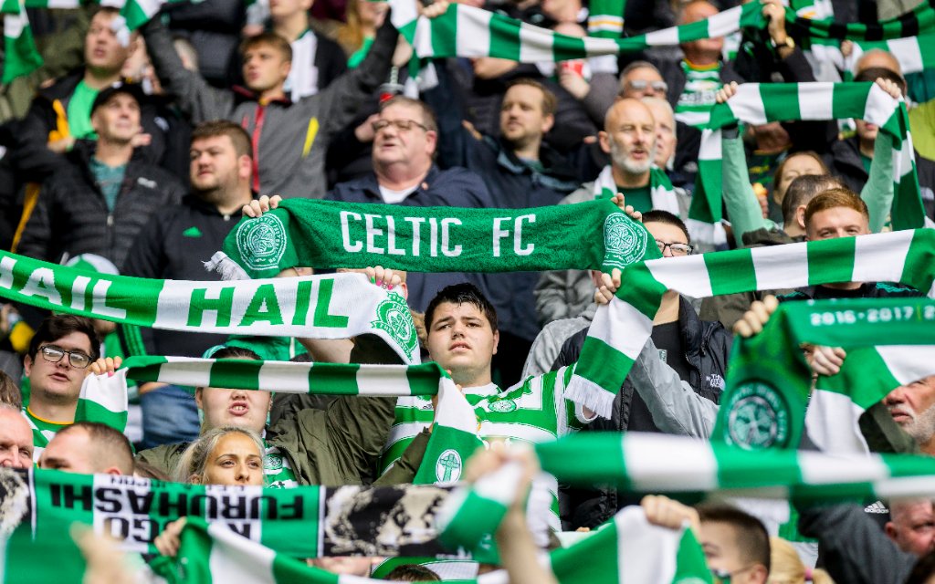 Celtic Fans during the Scottish Premiership Match between Celtic and St.Mirren at Celtic Park, Glasgow