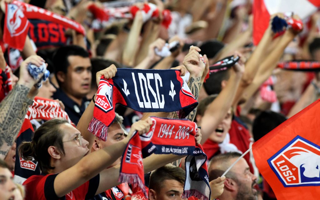 Lille OSC v OGC Nice - Ligue 1 Uber Eats Fans of LOSC during LOSC Lille - OGC Nice, disputed on Pierre-Mauroy stadium in Lille, France