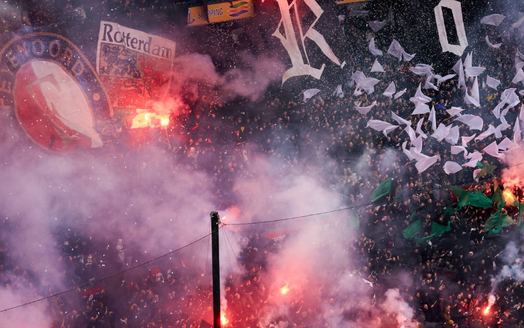 Eredivisie: Feyenoord v Ajax Rotterdam - Supporters during the match between Feyenoord v Ajax at Stadion Feijenoord De Kuip on 22 January 2023 in Rotterdam