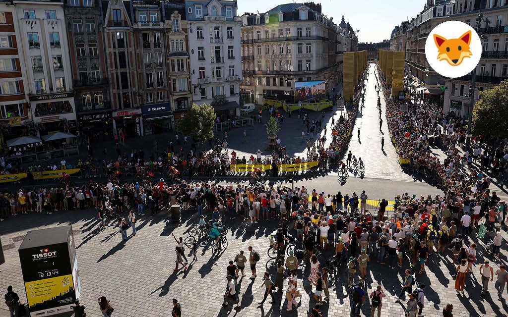 Der Quotenfuchs beim Tour-Start in Lille.